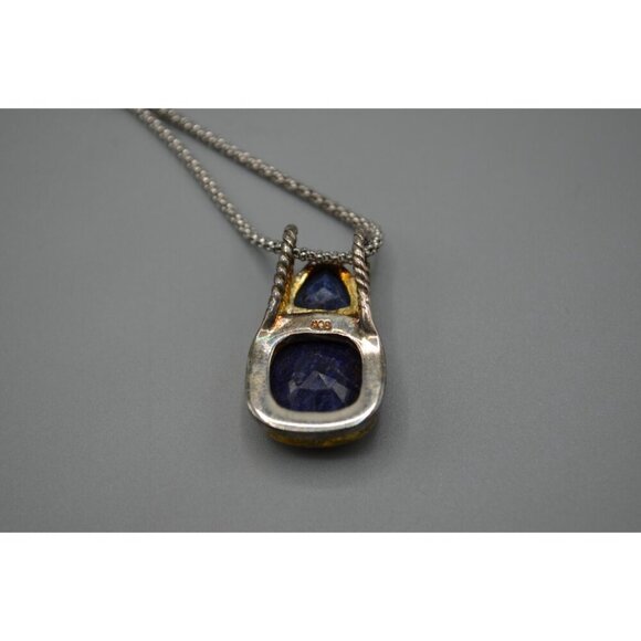 Lapis Lazuli Geometric Necklace Square + Triangle Cut 925 Silver Italy ADI 9.53g - Picture 6 of 9